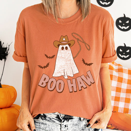Boo Haw Retro Ghost Comfort Colors Tshirt
