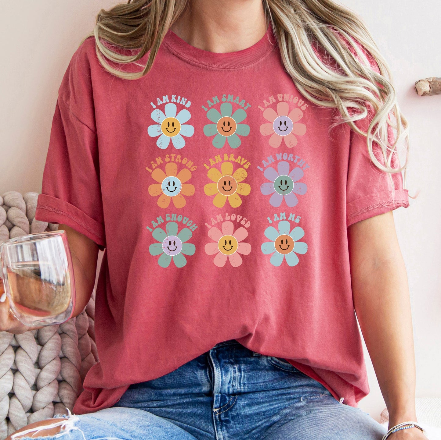 Positive Affirmations, Daisy, Retro, Comfort Colors Tshirt