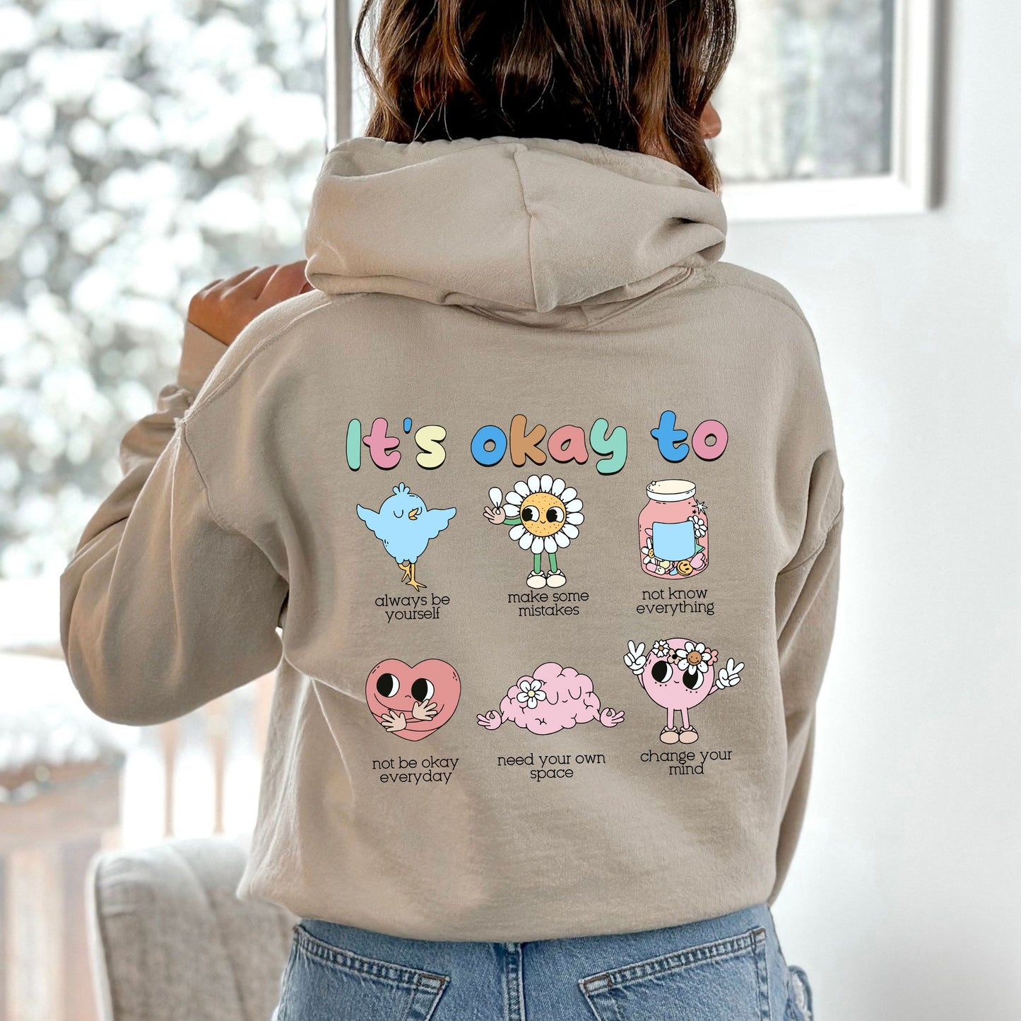 It's Ok To, Positivity, Kindness, Mental Health, Hooded Sweatshirt, Hoodie