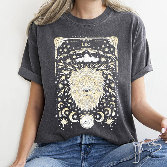 Leo Celestial Zodiac Comfort Colors Tees, Horoscope, Astrology