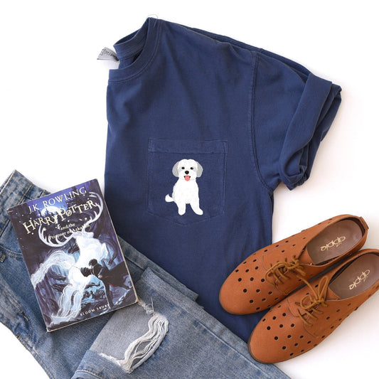 Dog Lover Pocket Tee, Many Breeds Available, Comfort Colors Tshirt