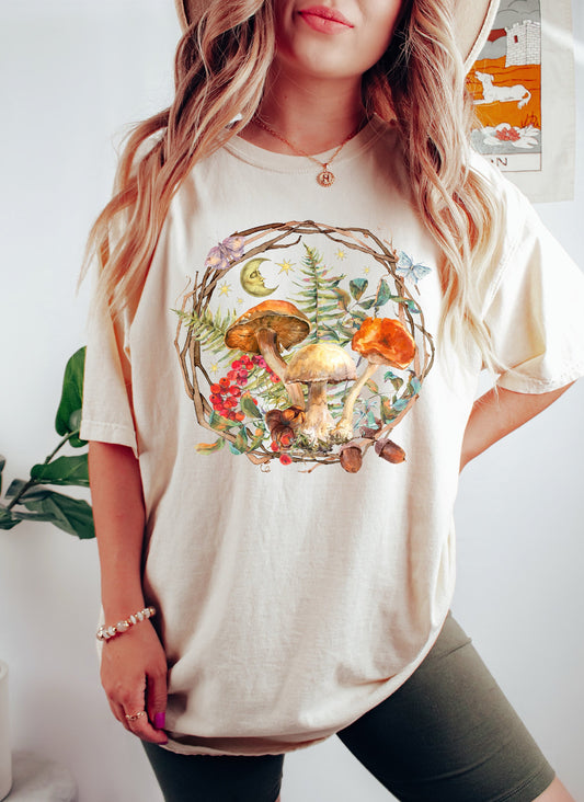 Mushrooms In A Bush Celestial Comfort Colors Tshirt