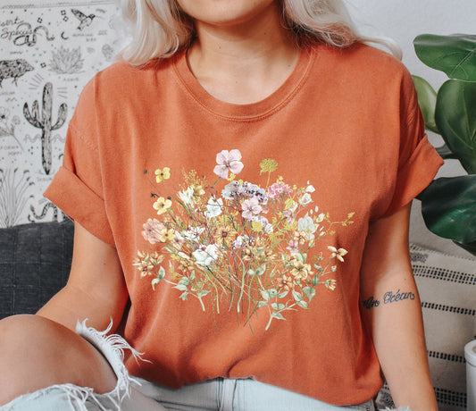 Wildflower Mix Floral Boho Comfort Colors Tshirt