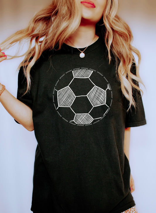 Chic Soccer Ball Word Art Sports Comfort Colors Tshirt