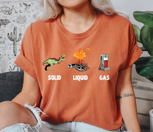 Solid Liquid Gas Dinosaurs Funny Science Comfort Colors Tshirt