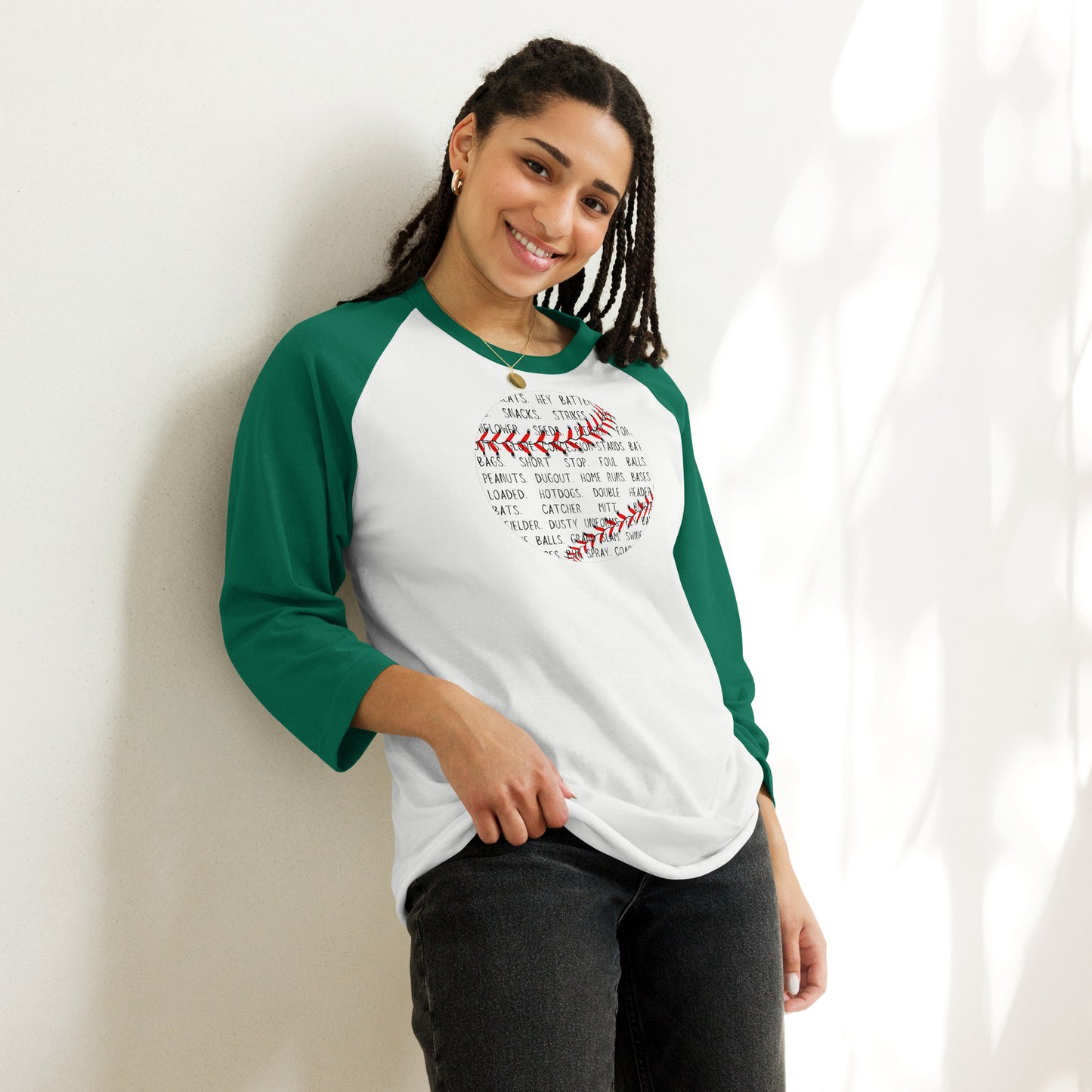 Baseball Words - 3/4 Sleeve Raglan Shirt