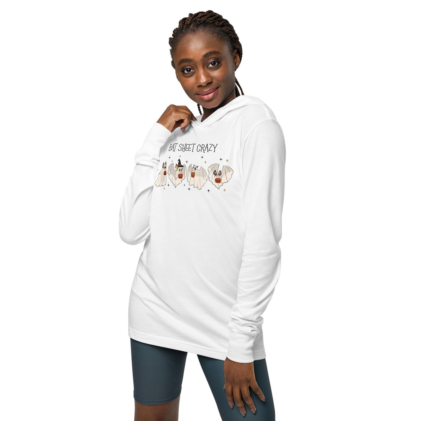 Bat Sheet Crazy | Bella Canvas Hooded Long Sleeve Shirt