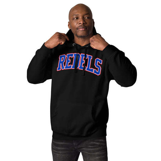 Tri-Color Rebels Arched Varsity Hoodie