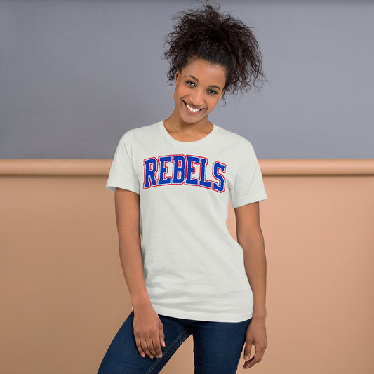 Tri-Color Rebels Arched Varsity - Bella Canvas Tee