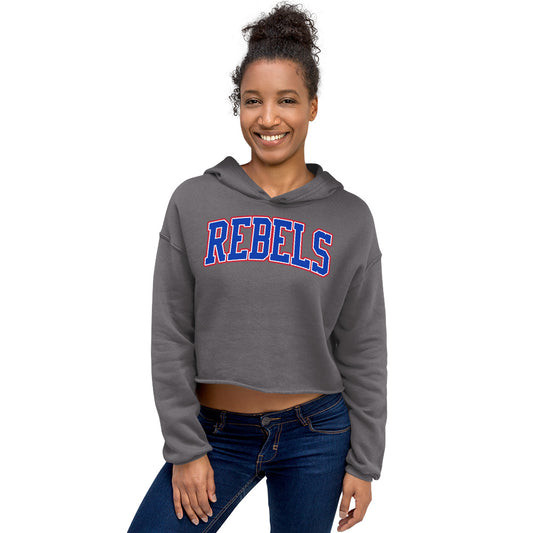 Tri-Color Rebels Arched Varsity - Bella Canvas Crop Hoodie