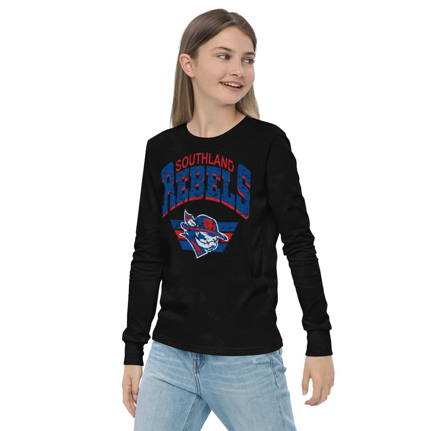 Rebels Vintage Collegiate Distressed - YOUTH Long Sleeve