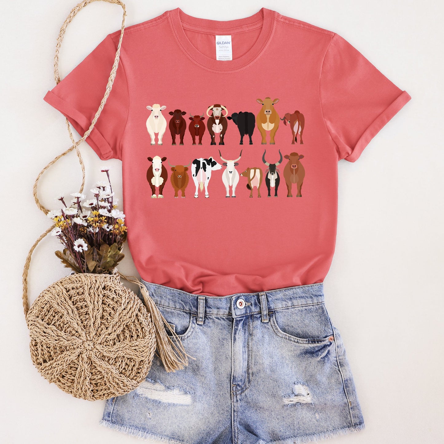 Cow Lovers Super Soft Tees, Farm Animal Shirts, Illustration, Breeds