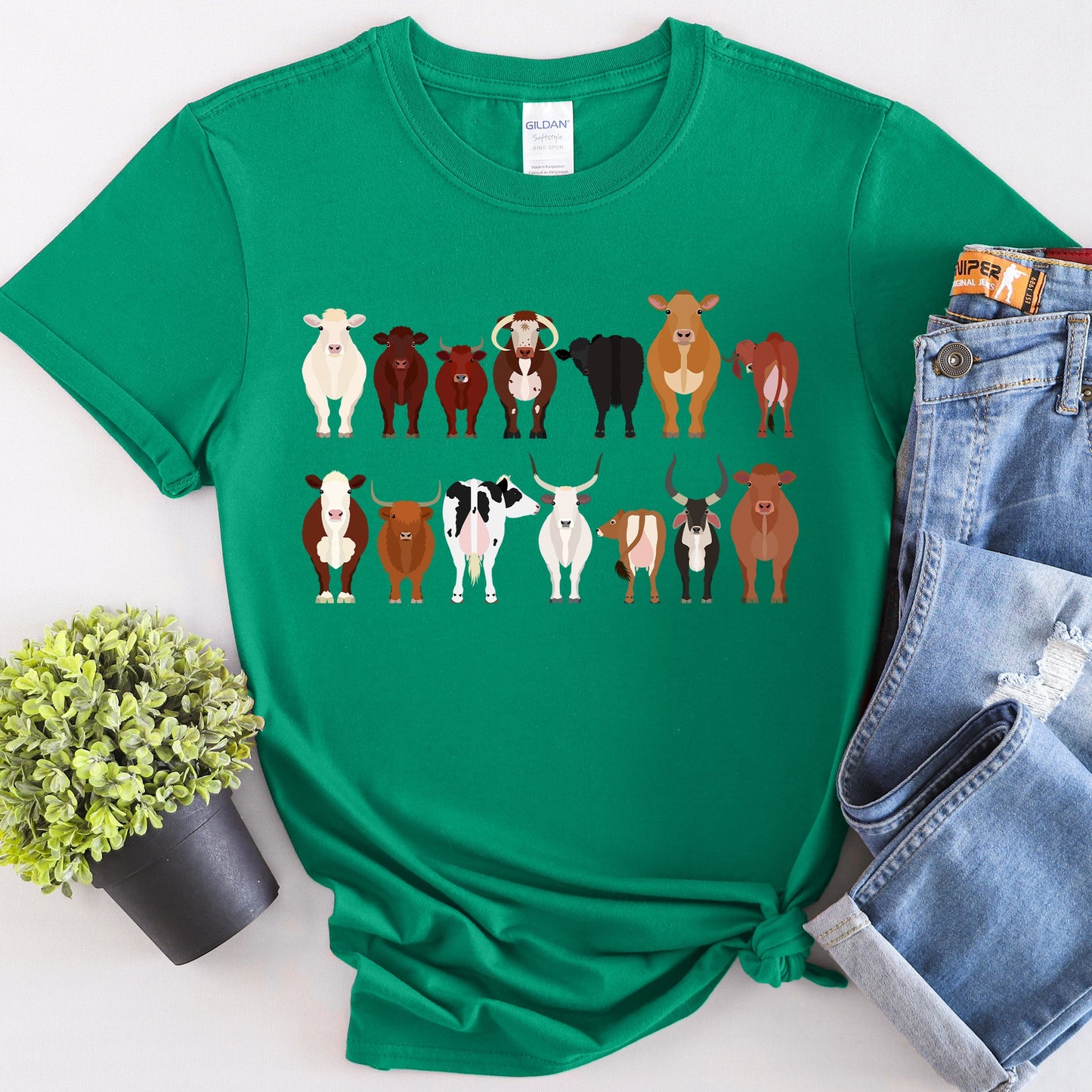 Cow Lovers Super Soft Tees, Farm Animal Shirts, Illustration, Breeds