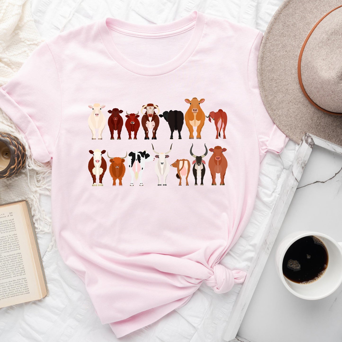 Cow Lovers Super Soft Tees, Farm Animal Shirts, Illustration, Breeds
