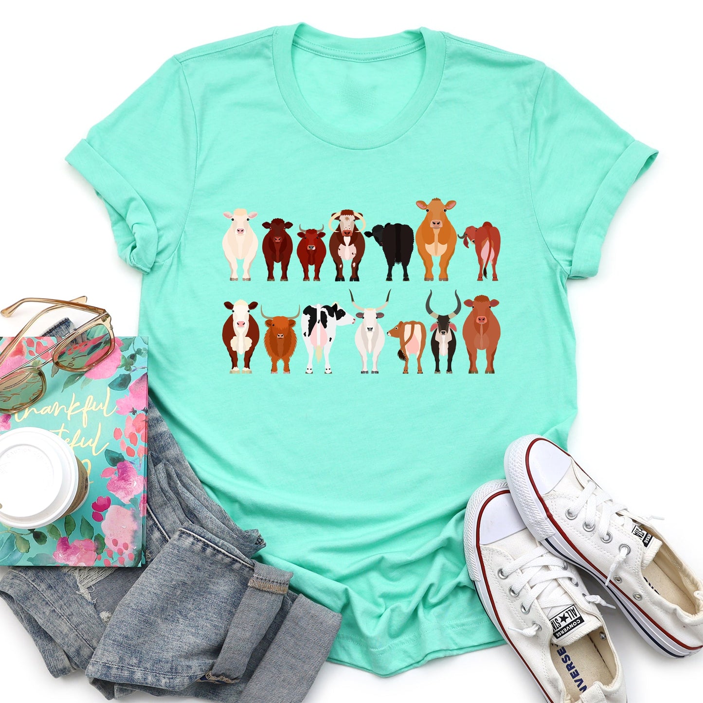 Cow Lovers Super Soft Tees, Farm Animal Shirts, Illustration, Breeds