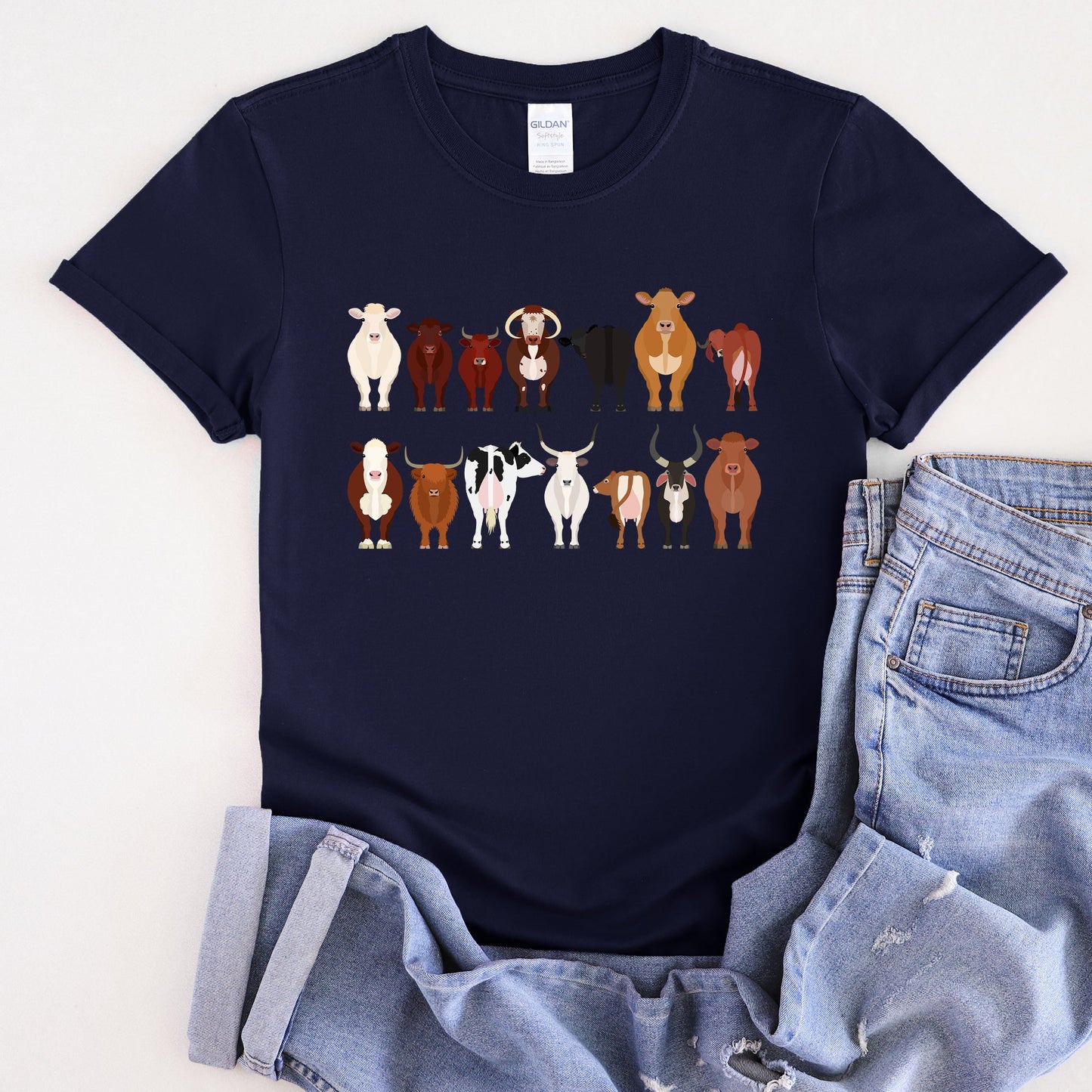 Cow Lovers Super Soft Tees, Farm Animal Shirts, Illustration, Breeds