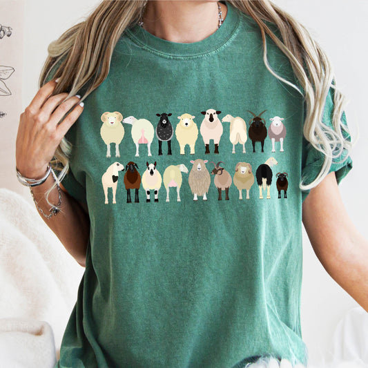 Sheep Lovers Comfort Color Tees, Farm Animal Shirts, Illustration, Breeds, Pet Comfort Colors T-Shirt