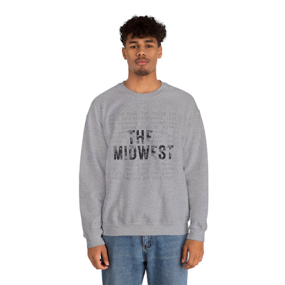 Midwest Crewneck Sweatshirt — "The Midwest" with Funny Midwestern Sayings (Uffda)