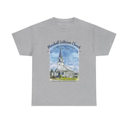 Marshall Lutheran Church Watercolor T‑Shirt — Church Building Souvenir Tee (GILDAN 5000)