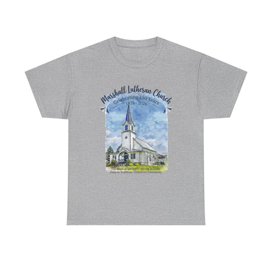 Marshall Lutheran Church Watercolor T‑Shirt — Church Building Souvenir Tee (GILDAN 5000)