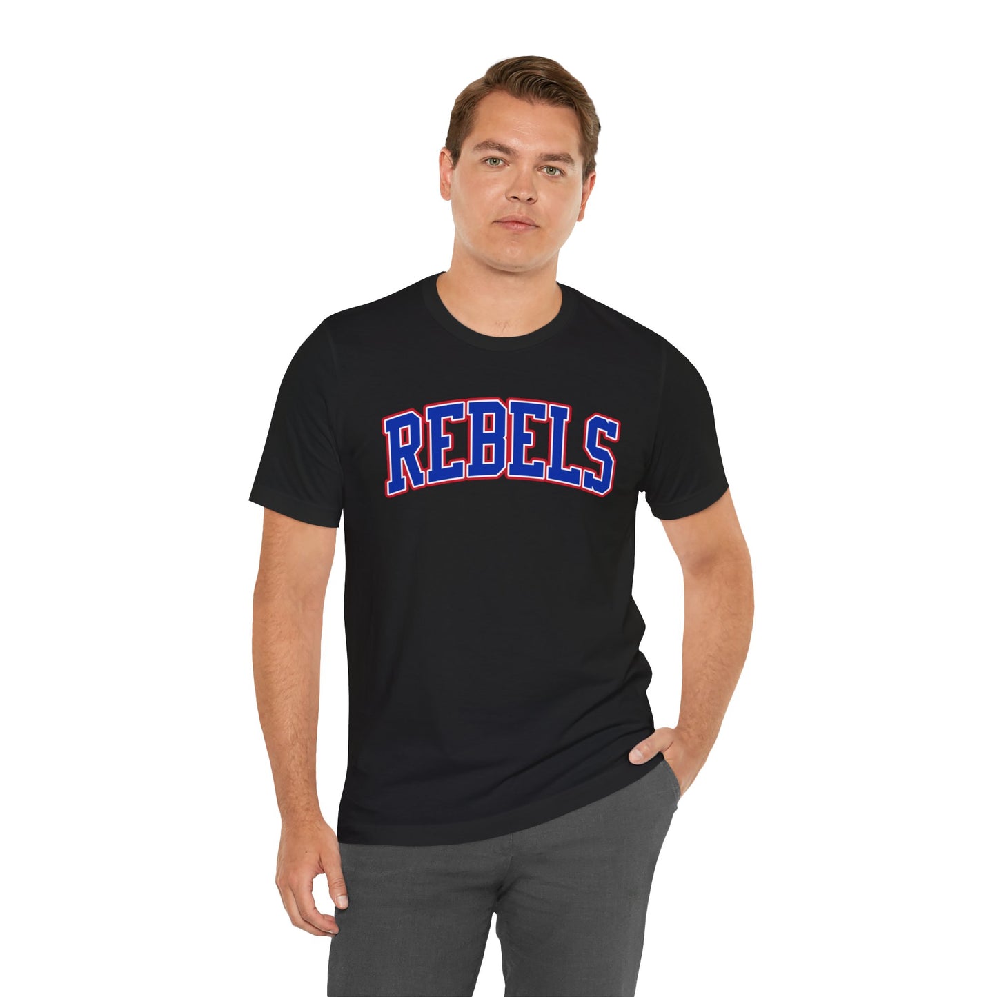 Rebels Collegiate T-Shirt — Red White Blue Team Tee