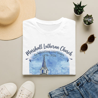 Adult T-Shirt — Marshall Lutheran Church 150th Anniversary (1876–2026) Commemorative Tee (Softstyle - All Colors for 2X and Below)
