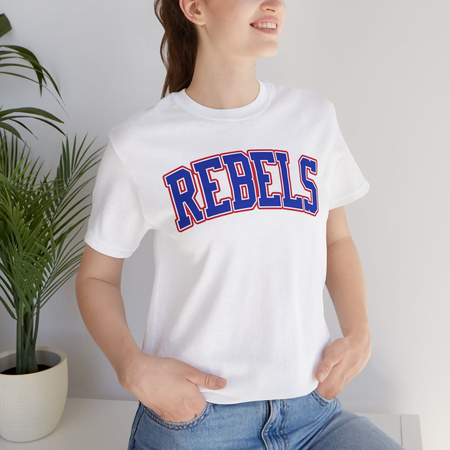 Rebels Collegiate T-Shirt — Red White Blue Team Tee