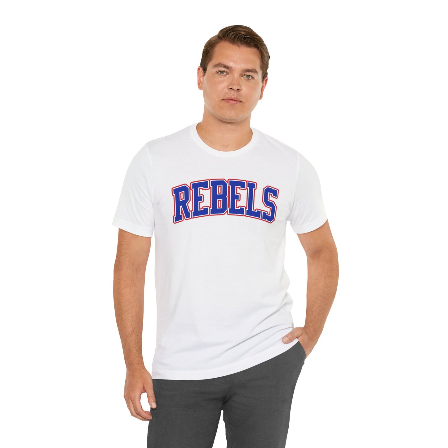 Rebels Collegiate T-Shirt — Red White Blue Team Tee