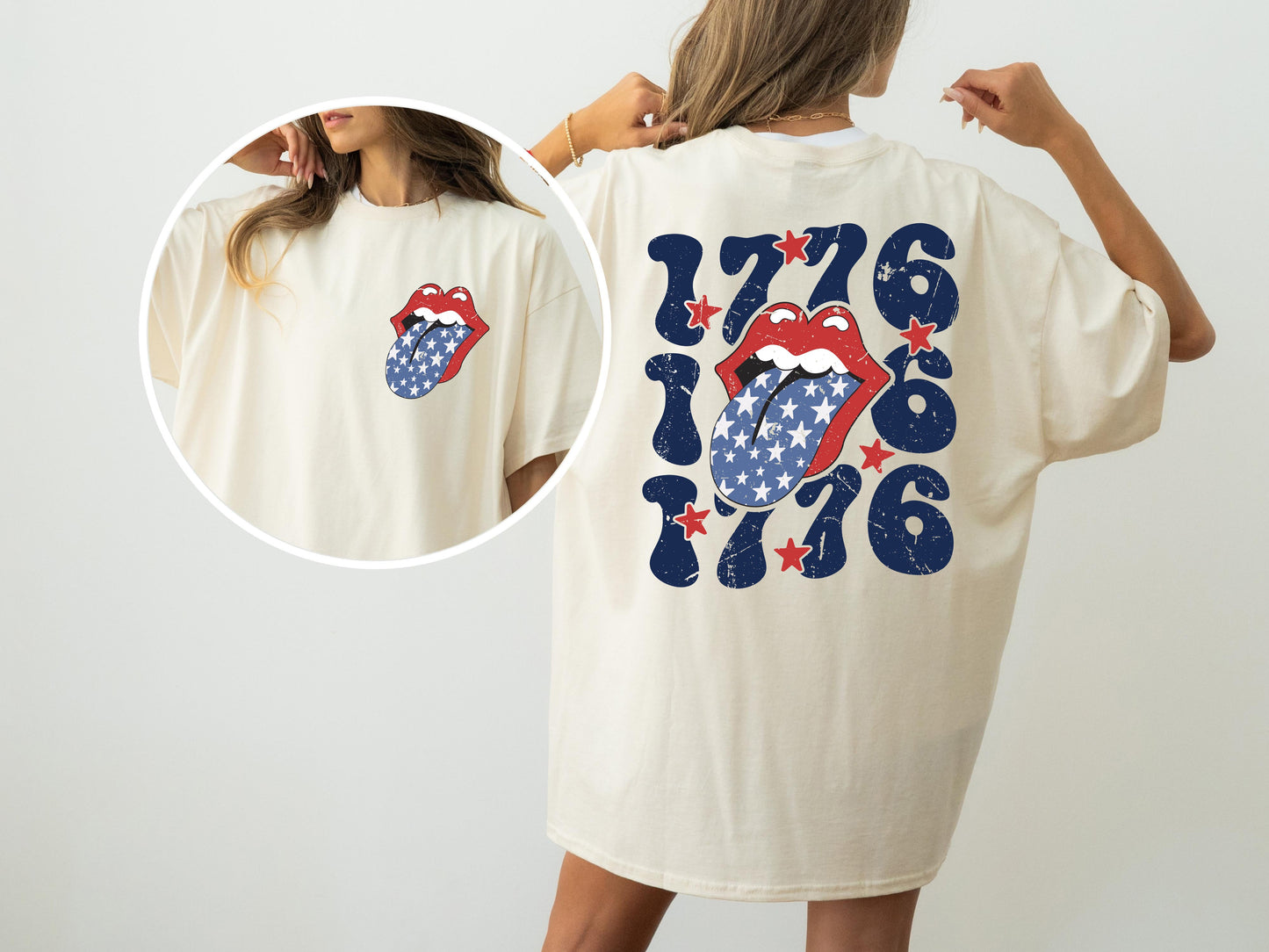 1776 America, Rock and Roll, Tongue, Patriotic, USA, Independence Day, Fourth of July Tshirt Comfort Colors T-Shirt