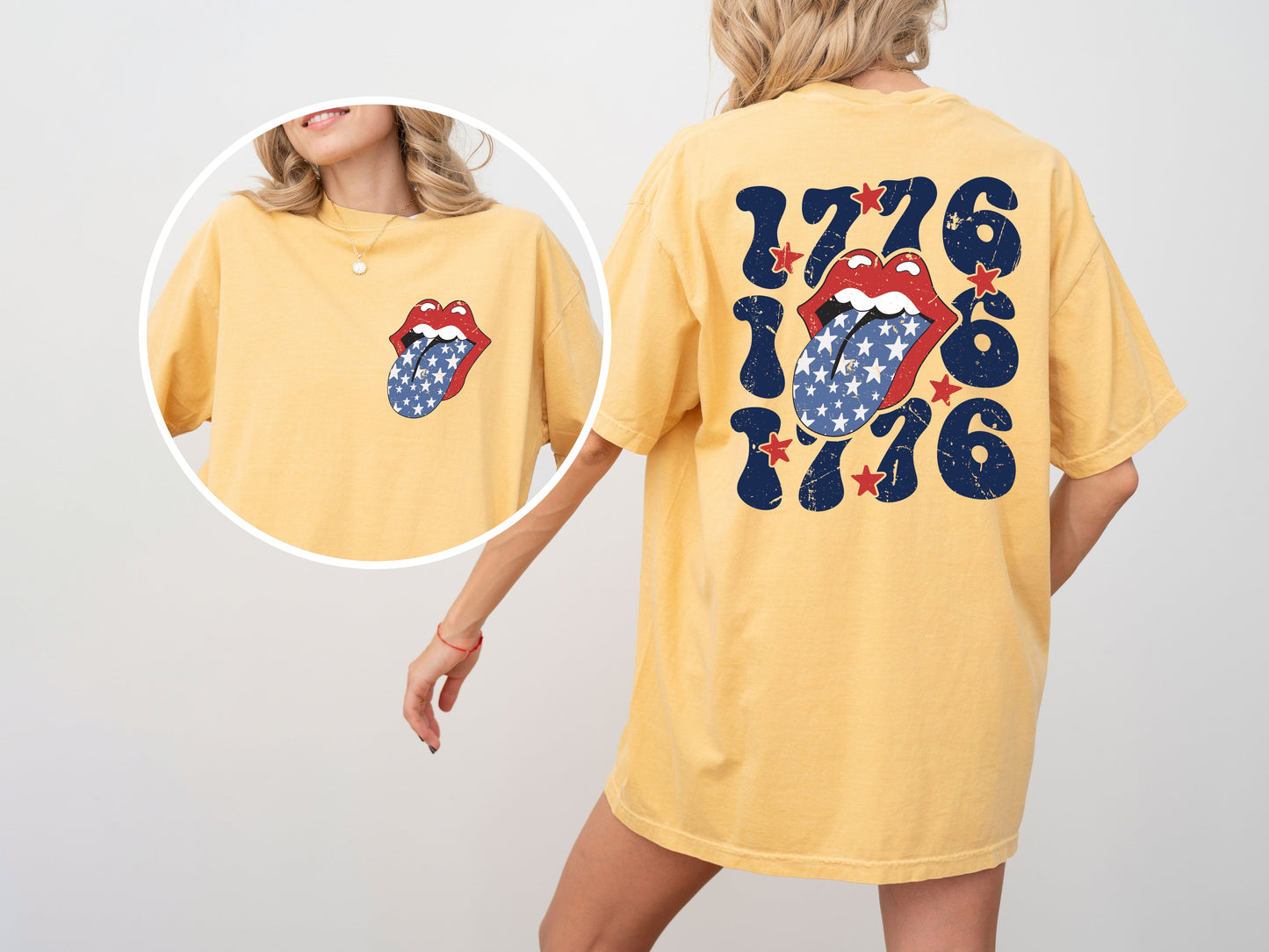 1776 America, Rock and Roll, Tongue, Patriotic, USA, Independence Day, Fourth of July Tshirt Comfort Colors T-Shirt