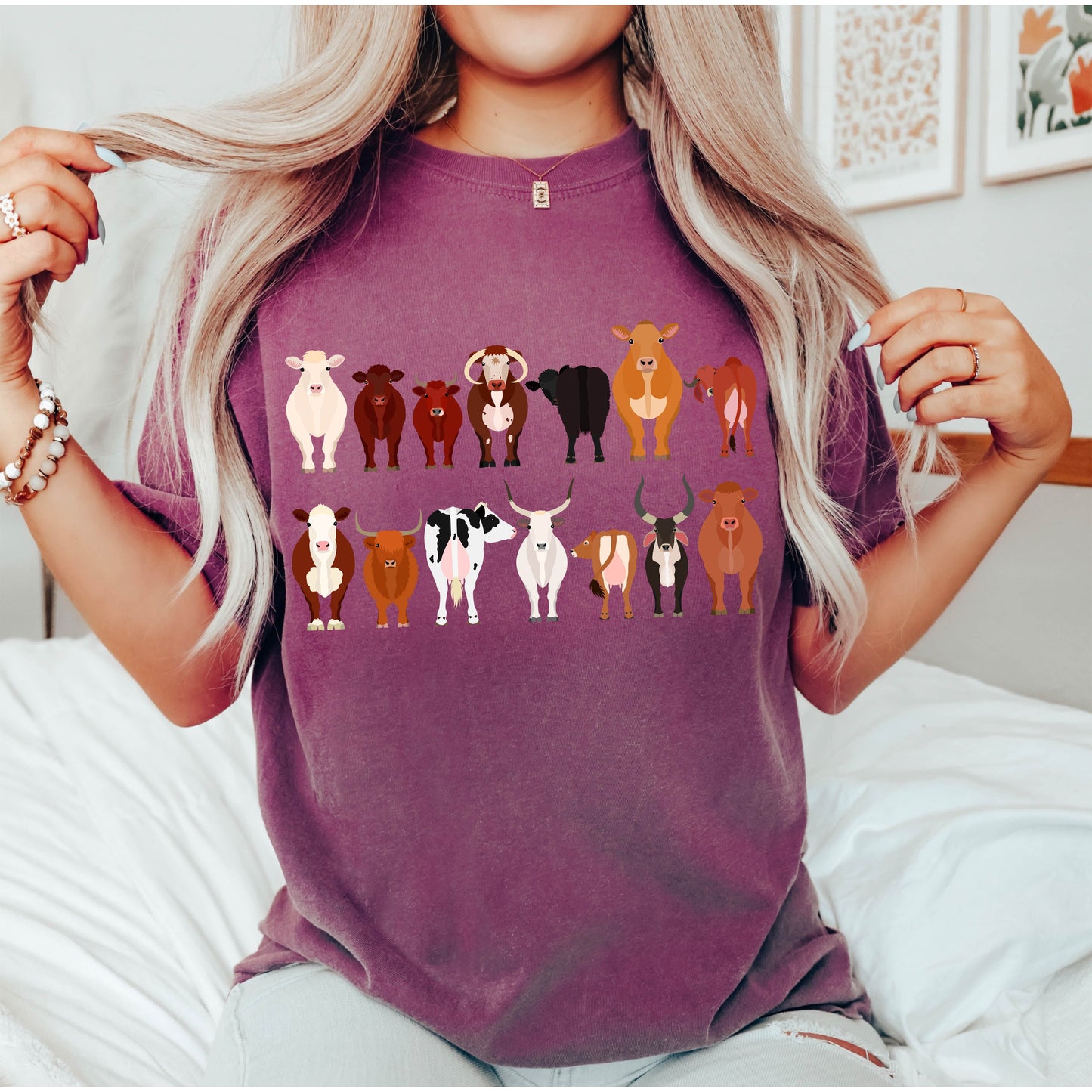 Cow Lovers Comfort Color Tees, Farm Animal Shirts, Illustration, Breeds, Pet Comfort Colors T-Shirt