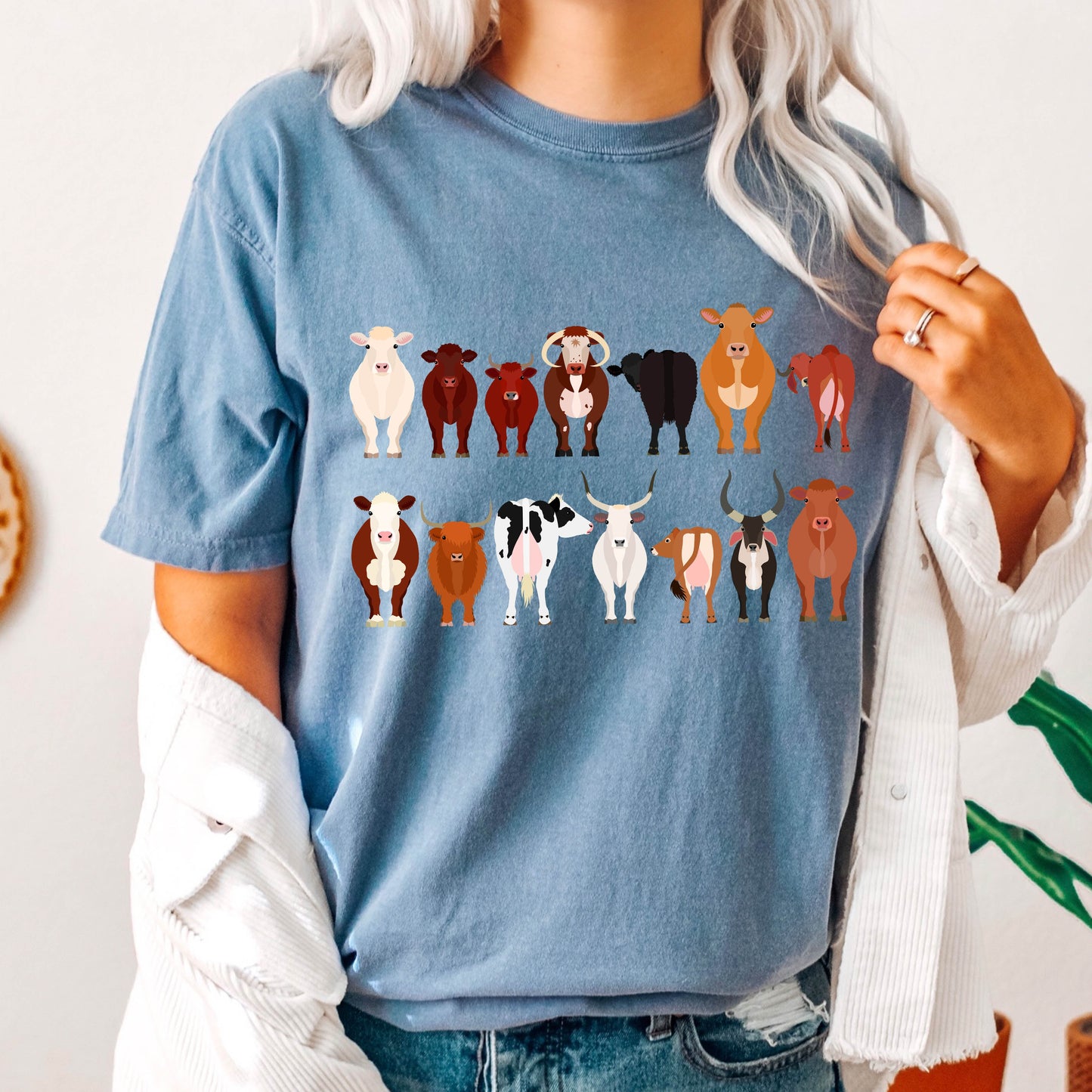 Cow Lovers Comfort Color Tees, Farm Animal Shirts, Illustration, Breeds, Pet Comfort Colors T-Shirt