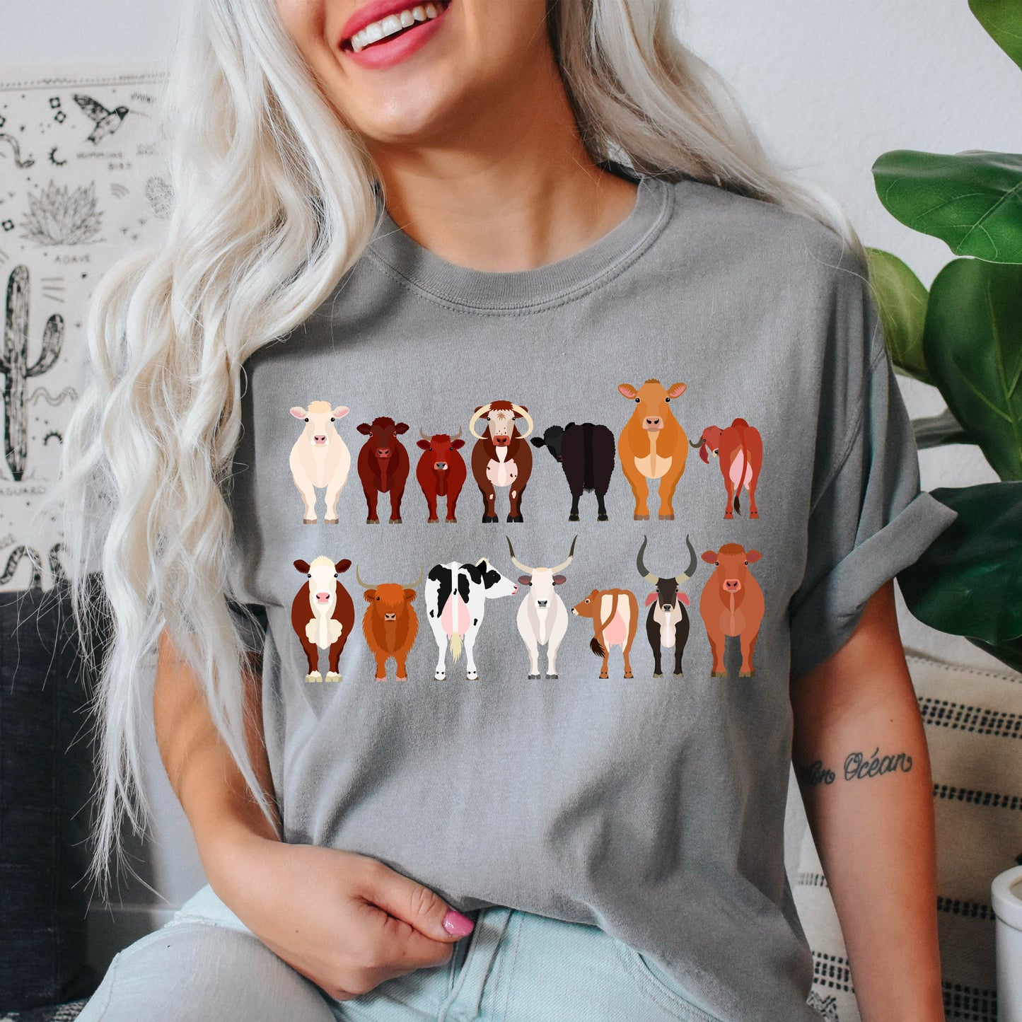 Cow Lovers Comfort Color Tees, Farm Animal Shirts, Illustration, Breeds, Pet Comfort Colors T-Shirt
