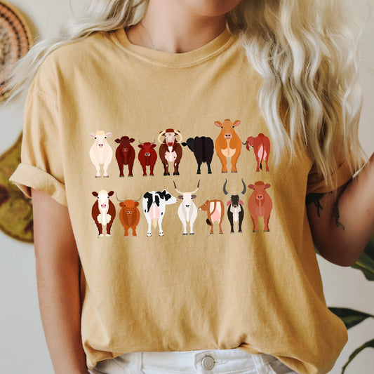 Cow Lovers Comfort Color Tees, Farm Animal Shirts, Illustration, Breeds, Pet Comfort Colors T-Shirt