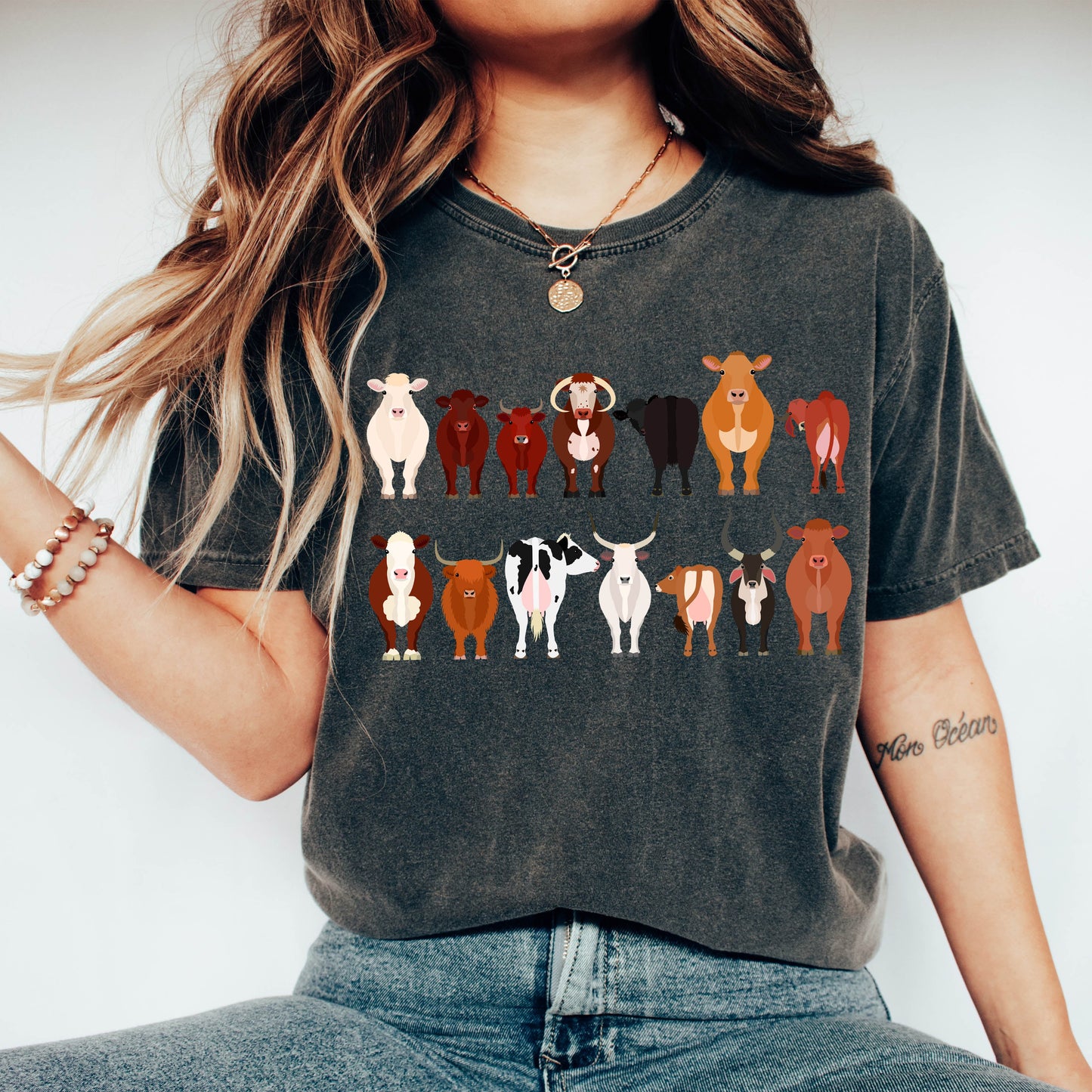 Cow Lovers Comfort Color Tees, Farm Animal Shirts, Illustration, Breeds, Pet Comfort Colors T-Shirt