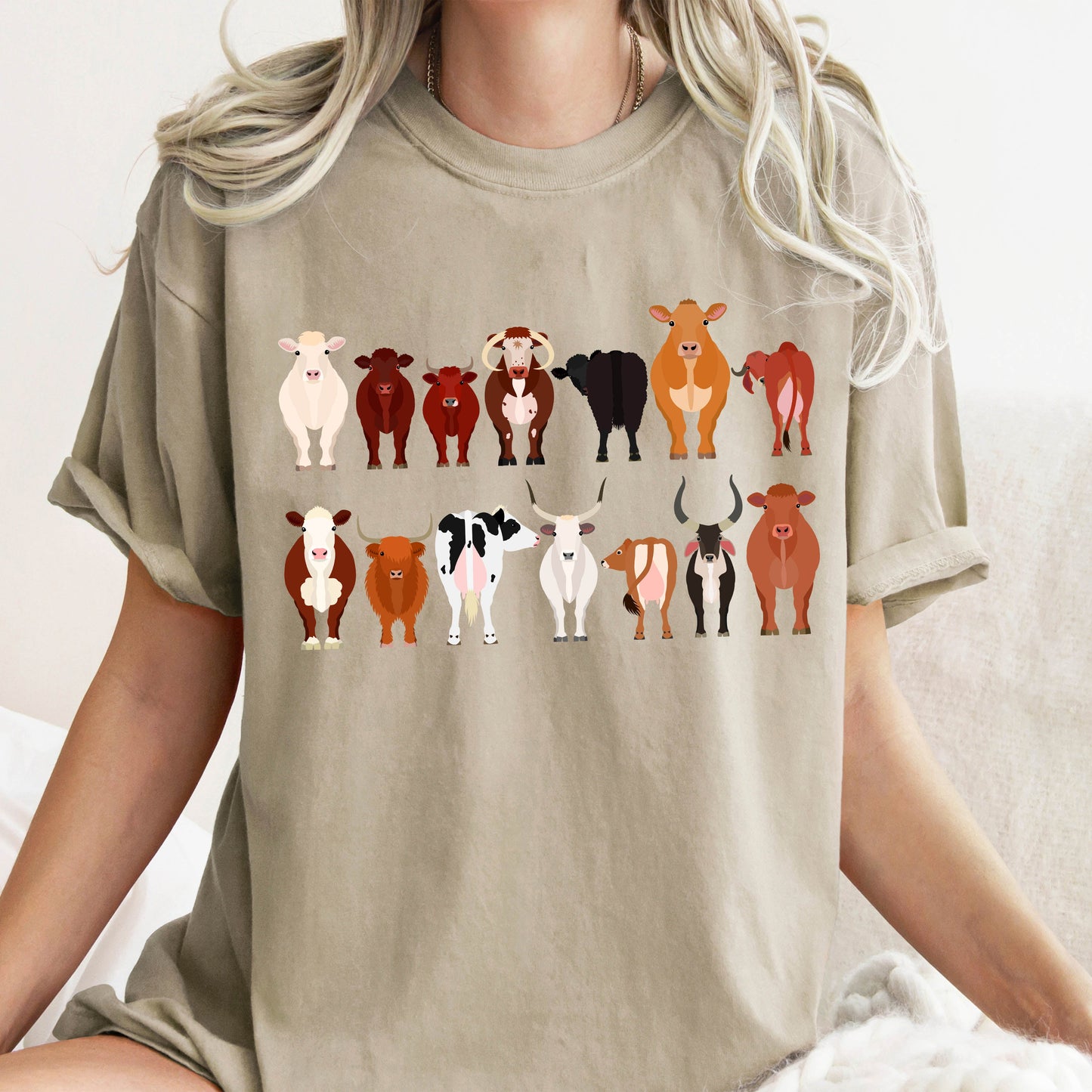 Cow Lovers Comfort Color Tees, Farm Animal Shirts, Illustration, Breeds, Pet Comfort Colors T-Shirt