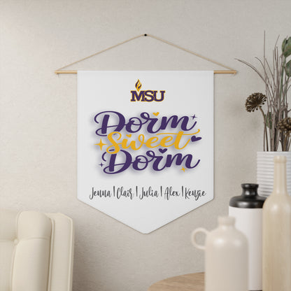 Custom Dorm Sweet Dorm Wall Hanging – Personalized College Room Sign with Mascot, Colors & Roommate Names