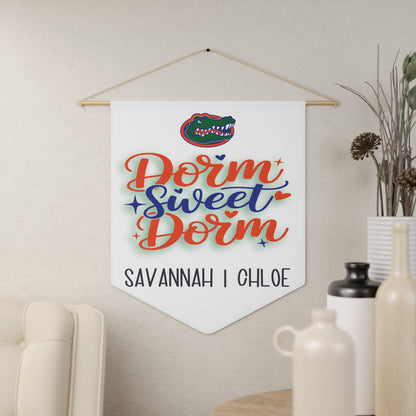 Custom Dorm Sweet Dorm Wall Hanging – Personalized College Room Sign with Mascot, Colors & Roommate Names