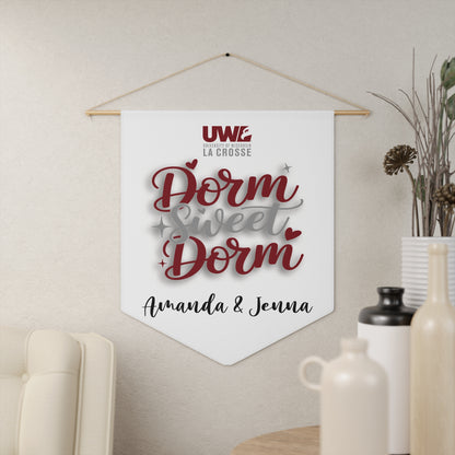 Custom Dorm Sweet Dorm Wall Hanging – Personalized College Room Sign with Mascot, Colors & Roommate Names