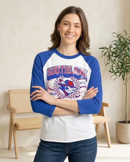 Southland Rebels Raglan Baseball Tee — Vintage School Spirit Shirt