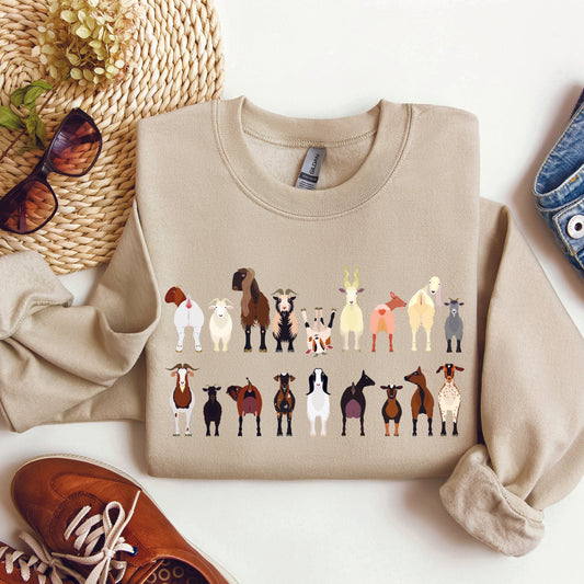 Goat Breeds Farm Animal Lover Sweatshirt