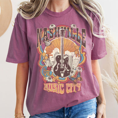 Nashville Music City Colorful Comfort Colors Tshirt