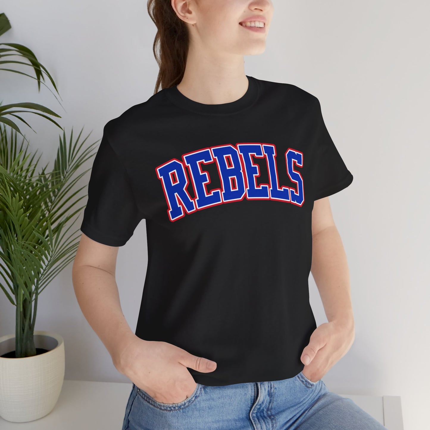 Rebels Collegiate T-Shirt — Red White Blue Team Tee