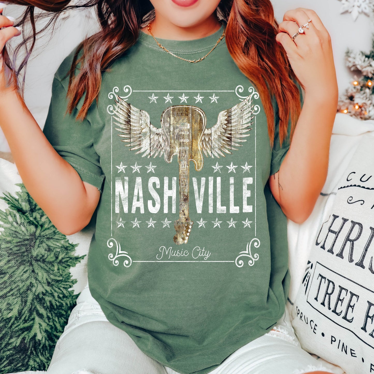 Nashville Music City Guitar Comfort Colors Tshirt