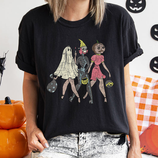 Trick Or Treating Ladies Funny Vintage Comfort Colors Tshirt