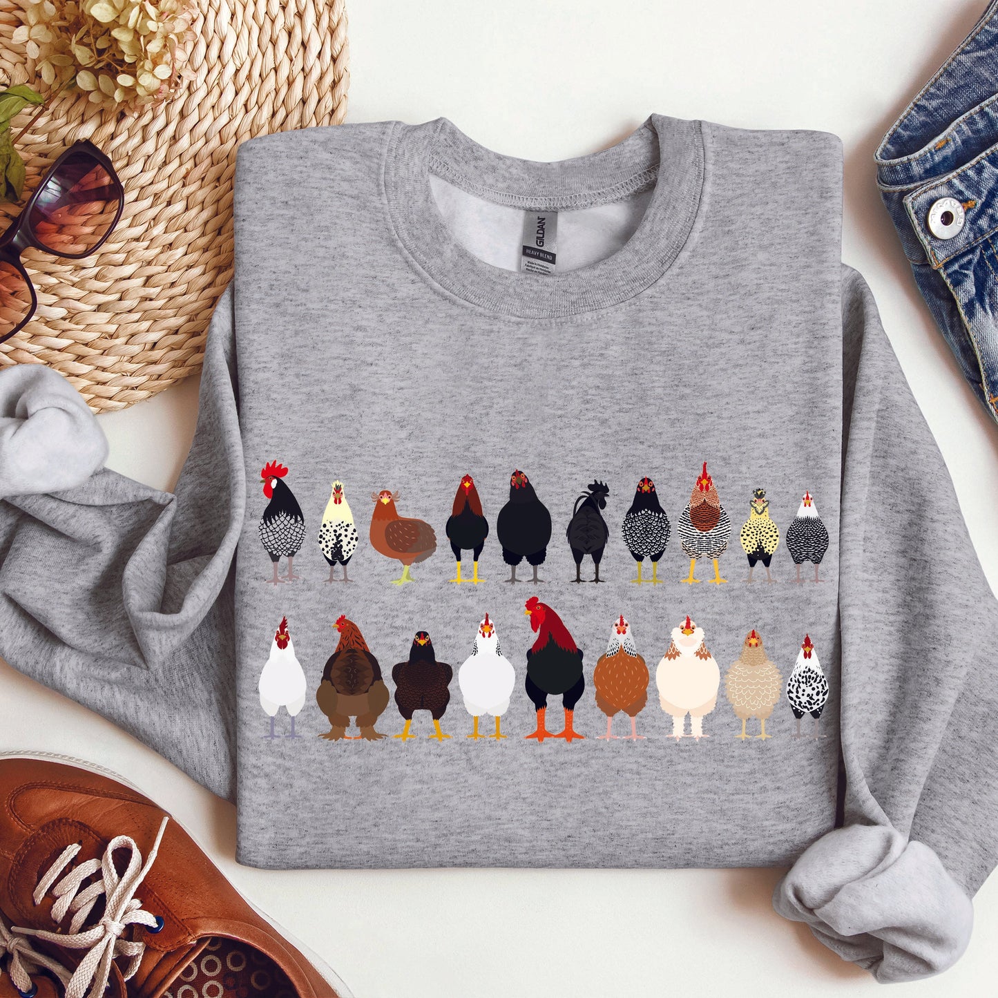 Chicken Breeds Farm Animal Lover Sweatshirt