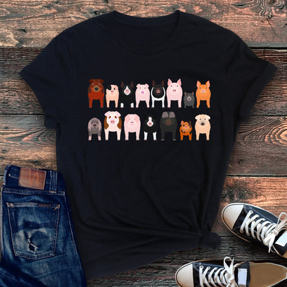Pig Lovers Super Soft Tees, Farm Animal Shirts, Illustration, Breeds
