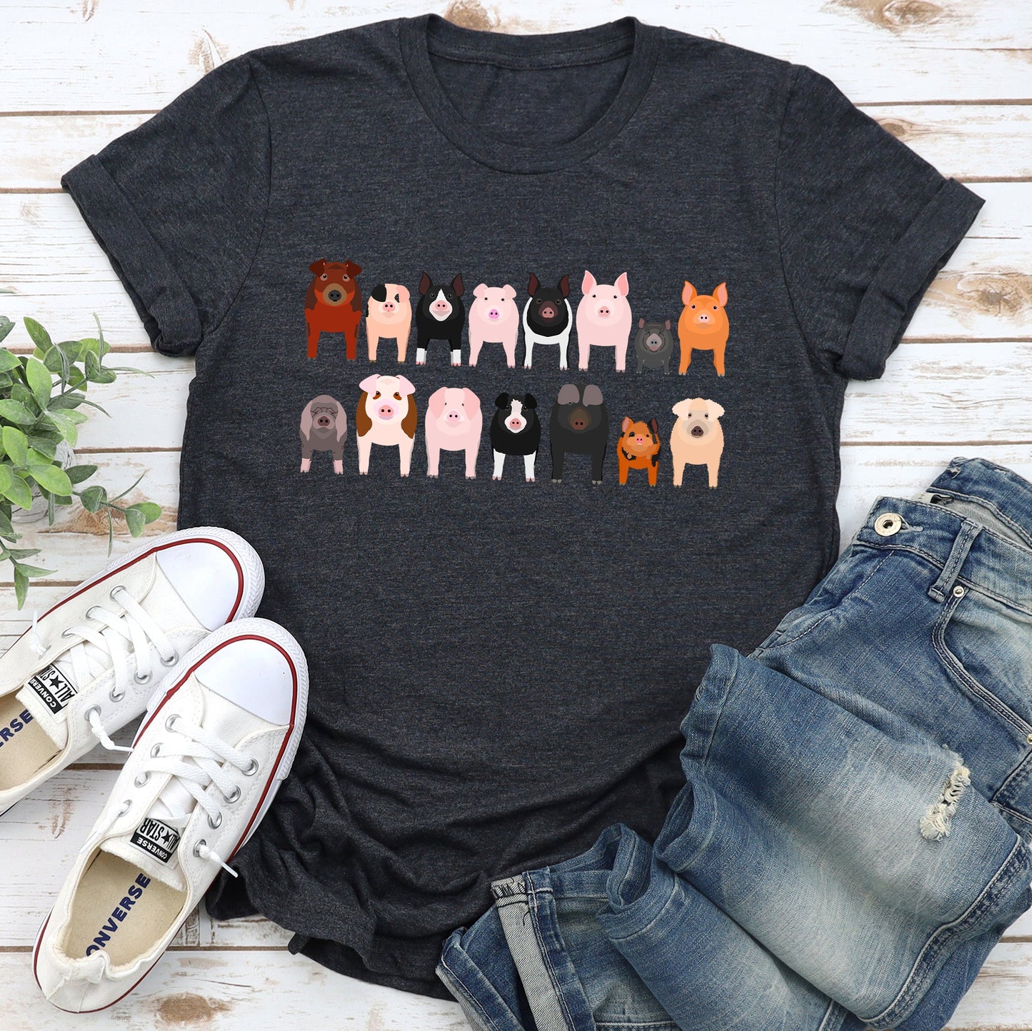 Pig Lovers Super Soft Tees, Farm Animal Shirts, Illustration, Breeds