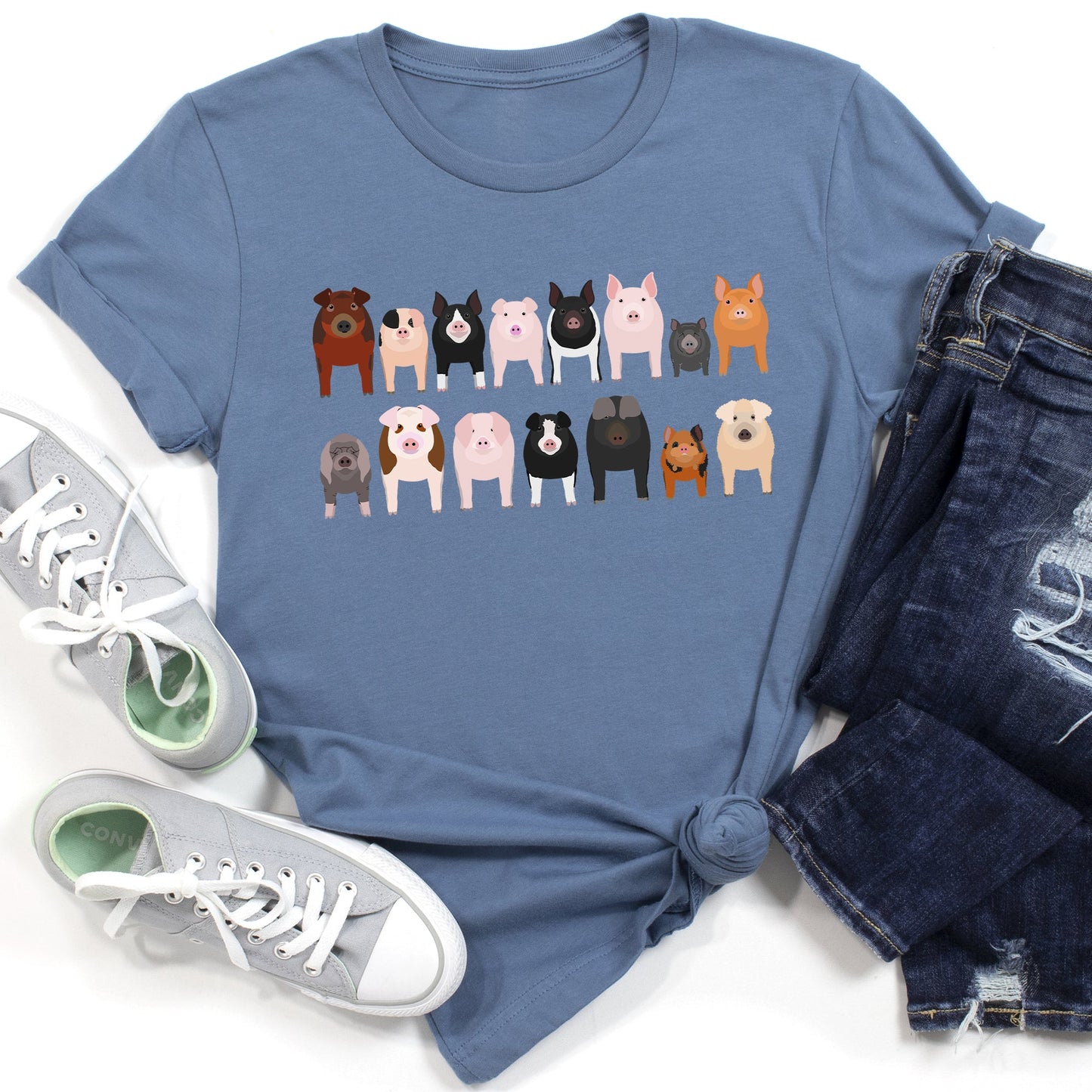 Pig Lovers Super Soft Tees, Farm Animal Shirts, Illustration, Breeds