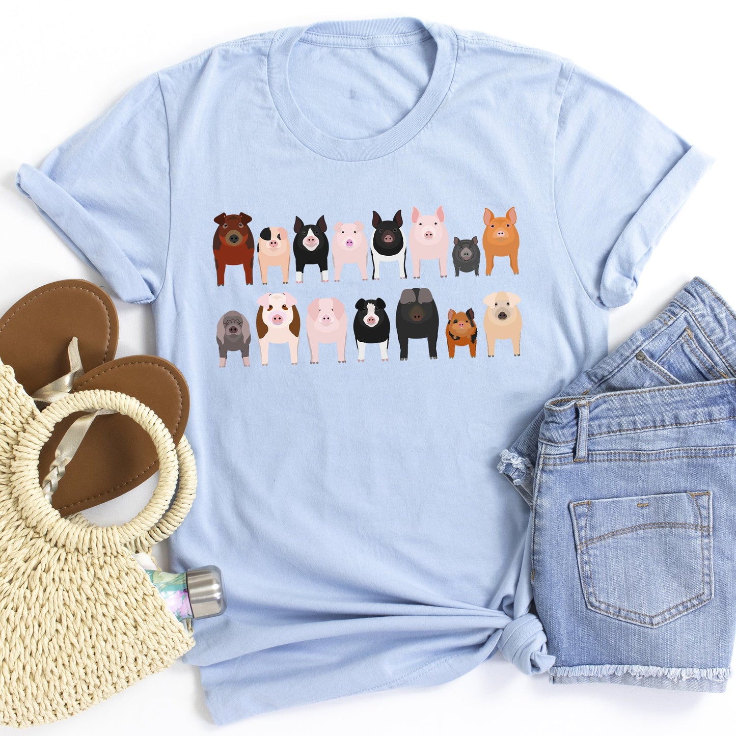 Pig Lovers Super Soft Tees, Farm Animal Shirts, Illustration, Breeds